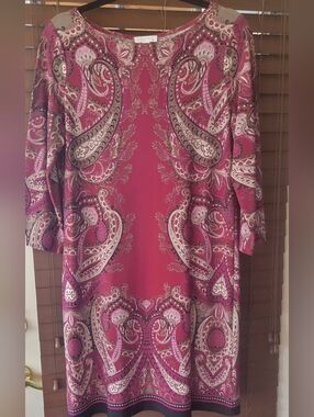 London Times Red Paisley Midi Dress